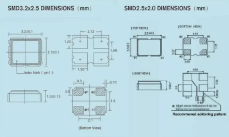 수정 수정 공진기 OSC 2.0*1.6