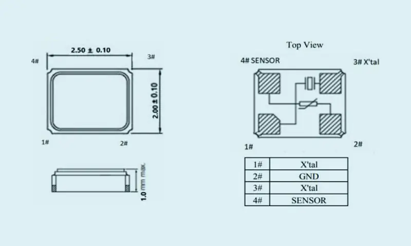 서미스터 수정 공진기 TSX 2.0*1.6